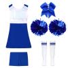 YOOJOO Girls Sequins Dance Dress Jazz Dance Costumes Hip Hop Outfits Cheer Leader Costumes Cheerleading Uniform 04#RoyalBlue 14 Years view 4