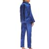Women's Satin Pajama Set Long Sleeve Button Down Shirts Sleepwear 2-Piece Silky Pj Set Loungewear Pajamas Lounge Sets view 4