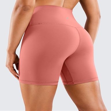 CRZ YOGA Women's Naked Feeling Biker Shorts - 6 Inches High Waist Yoga Workout Running Gym Spandex Briar Rose Small