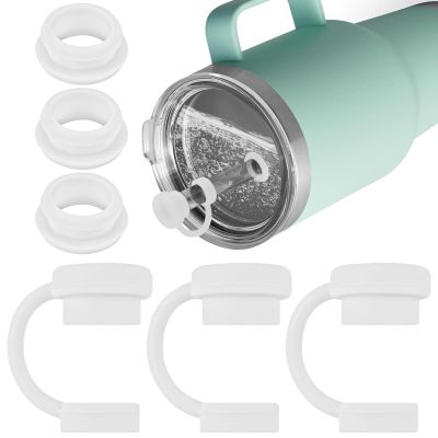 ERKOON Silicone Spill Stopper Set Compatible with YETI Straw Cup, Mug Tumbler Accessories, Silicone Straw Cover Protectors, Including 4 Topper Cap, 4 Leak Proof Stopper