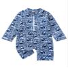 Toddler Baby Boys Long Sleeve Swimsuit UPF 50+ Sun Protection One Piece Zipper Bathing Suit (Blue Black Shark, 2-3 Years) view 1