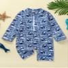 Toddler Baby Boys Long Sleeve Swimsuit UPF 50+ Sun Protection One Piece Zipper Bathing Suit (Blue Black Shark, 2-3 Years) view 2