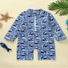 Toddler Baby Boys Long Sleeve Swimsuit UPF 50+ Sun Protection One Piece Zipper Bathing Suit (Blue Black Shark, 2-3 Years) view 3