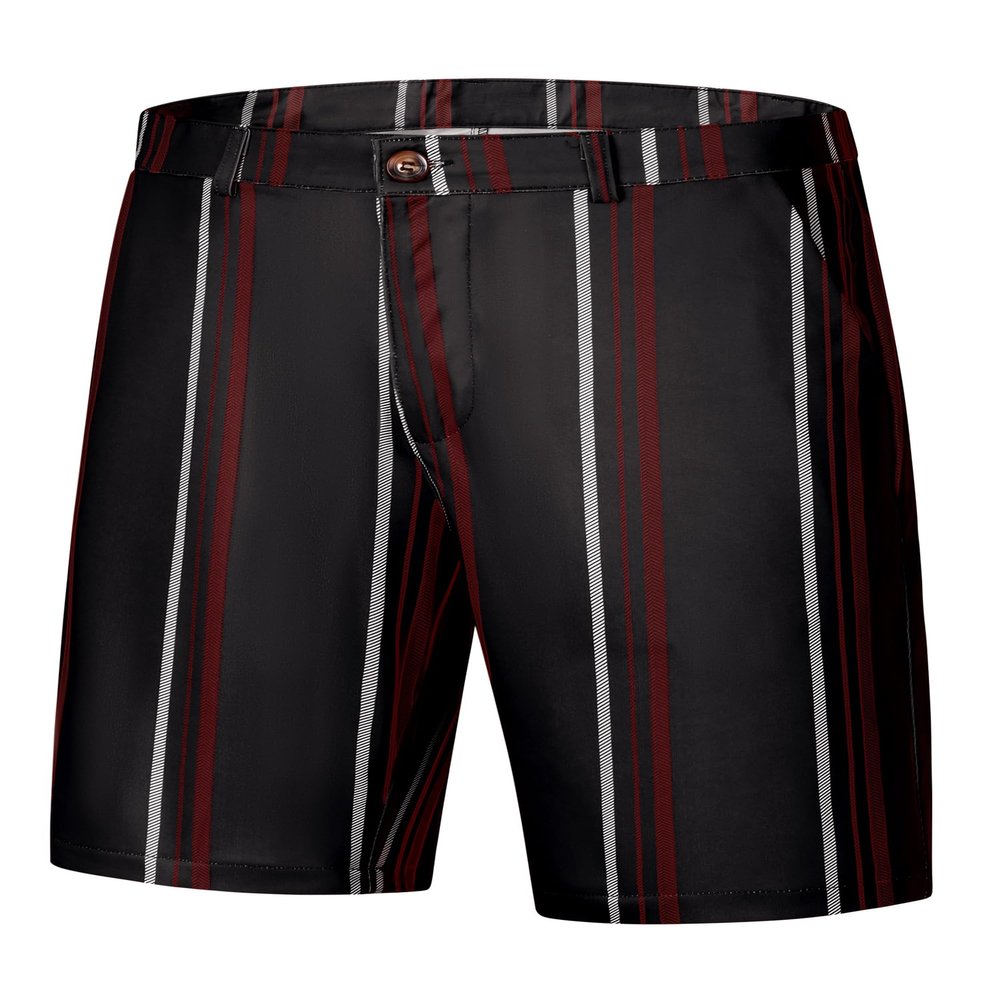 Lars Amadeus Dark Black Striped Dress Shorts for Men's Regular Fit Lightweight Business Chino Short Pants 38