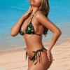 JEOCODY Jamaica Flag Women's Bikini Sets Sexy High Waisted Bathing Suit 2 Piece High Cut Triangle Swimsuit Halter String Thong Swimwear view 3