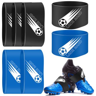 Jecery 10 Pieces Soccer Cleat Lace Cover Soccer Shoe Band Youth Adult Protector Elastic Shoe Laces Rubber Covers(Adult Size,Black Blue)