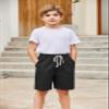 Arshiner Boys Linen Shorts with Elastic Waist Breathable Summer Beach Shorts for Kids 5-13 Years Black view 3
