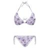 JEOCODY Butterfly Daisy Floral Women's Bikini Sets Sexy High Waisted Bathing Suit 2 Piece High Cut Triangle Swimsuit Halter String Thong Swimwear view 1