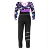 Moily Kids Girls Gymnastics Dance Workout Outfits 2 Piece Long Sleeve Leotard with Leggings Full Body Unitard F#Purple19 10 Years view 4