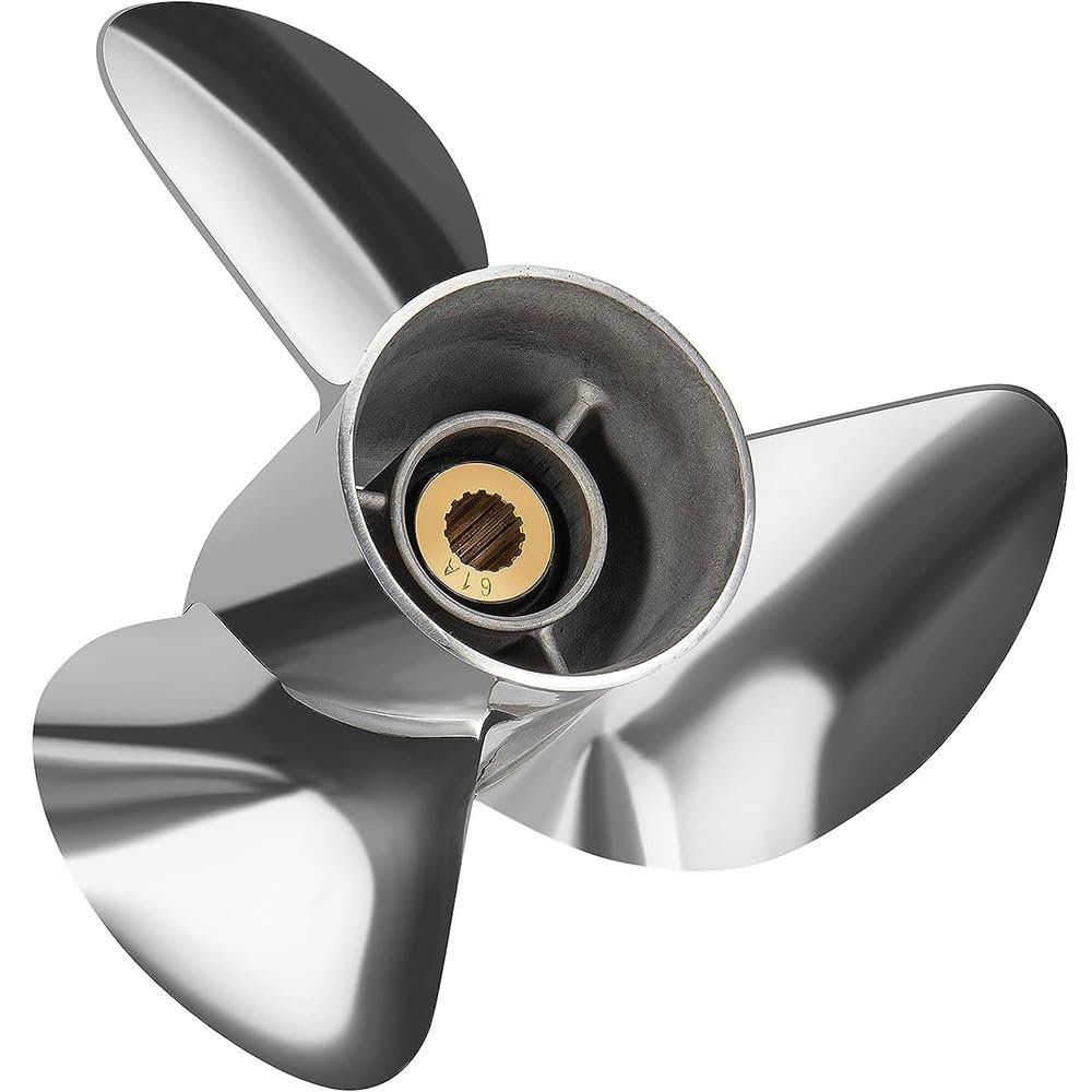 VIF Jason Marine OEM Upgrade Stainless Steel Boat Propeller Compatible with Yamaha 150hp 175hp 200hp 220hp 225hp 250hp F150 F175 F200 F225 Outboard Engines,15 Spline Tooth (Right-Hand, 15 x 21)