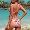 JEOCODY Pink Strawberry Women's High Waisted Bikini Sets 2 Piece Halter String Triangle Bikini Sets Sexy Swimsuit Cheeky Bathing Suits for Teens Plus Size Triangle Tie Side Swimwears view 4