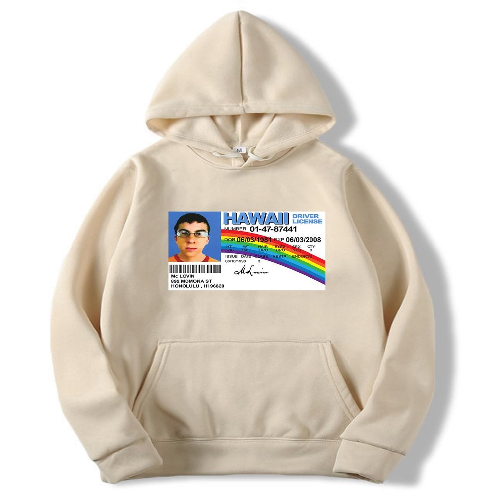 TPTITGC McLovin ID Hoodie for Men Classic Sweatshirt Soft Pullover Fashion Super Movie Bad Natural XL