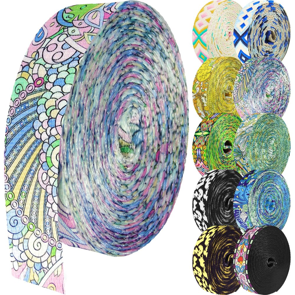 Grosun 1.5 inch Patterned Nylon Webbing Belt Webbing Straps Purse Straps Backpack Straps Nylon Belt for Seatbelt, Bags, Backpacks, Luggage (N, 10 Yards)