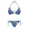 JEOCODY Blue Shark Women's Triangle Bikini Sets Sexy Halter String 2 Piece Swimsuits Plus Size Thong Bathing Suits for Teens Tie Side Bottom with Top view 1