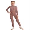 Aislor Kids Girls Full Body Unitard Rhinestones Mesh Splice Skating Jumpsuit Long Sleeve Gymnastics Dance Bodysuit Dusty Pink 8 Years view 1