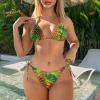 JEOCODY Jamaican Flag Womens String Bikini Sets Yellow Red Green Tie Dye Sexy Triangle Halter Swimsuit 2 Piece Spaghetti Strap Top Thong Swimwear Cheeky Brazilian Bathing Suits view 2
