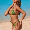 JEOCODY Jamaican Flag Womens String Bikini Sets Yellow Red Green Tie Dye Sexy Triangle Halter Swimsuit 2 Piece Spaghetti Strap Top Thong Swimwear Cheeky Brazilian Bathing Suits view 3