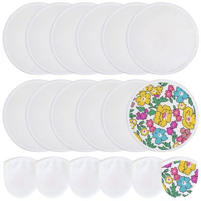 BAOZOON 12 Pcs White Foldable Flying Disc Fans with Bag Sublimation Folding Fans Double Sided Blank DIY Handheld Fabric Fan for Fun Party Favors Summer Outdoor Activity(White Edge)