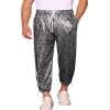 Lars Amadeus Silver Metallic Pants for Men's Sparkle Sequin Dance Shiny 70s Disco Pants 32 view 1