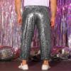 Lars Amadeus Silver Metallic Pants for Men's Sparkle Sequin Dance Shiny 70s Disco Pants 32 view 3