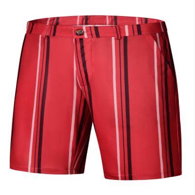 Lars Amadeus Red Striped Dress Shorts for Men's Regular Fit Lightweight Business Chino Short Pants 36