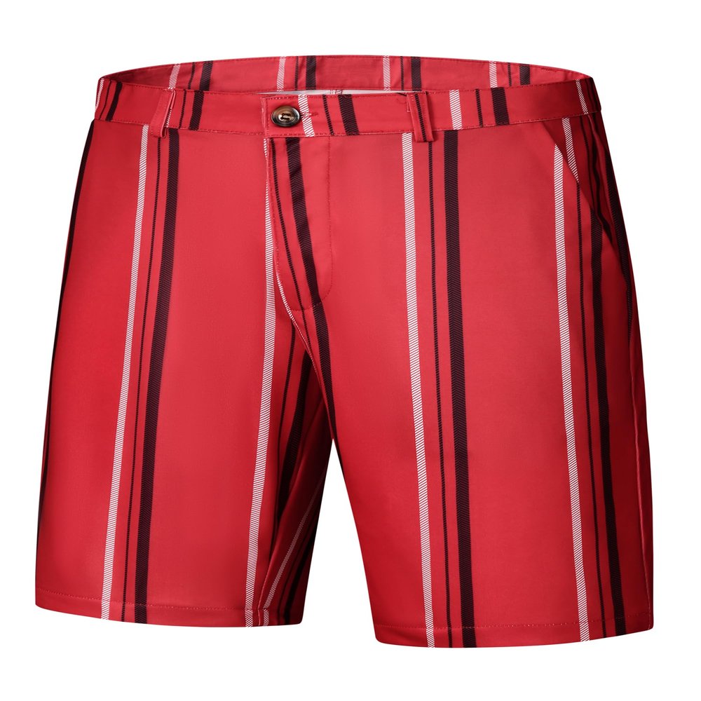 Lars Amadeus Red Striped Dress Shorts for Men's Regular Fit Lightweight Business Chino Short Pants 36