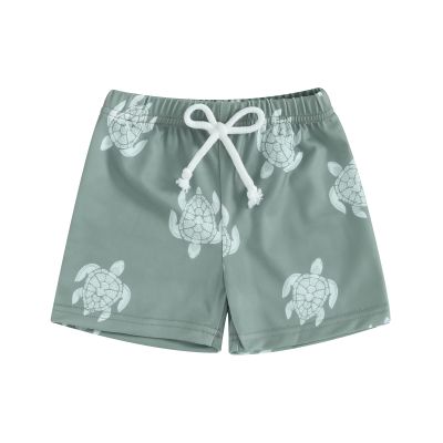 Toddler Baby Boy Girl Swimsuit Infant Swim Trunks Beachwear Kids Bathing Suit Elastic Waist Swimming Shorts Swimwear (Green Sea Turtle, 3-4 Years)