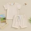 Thorn Tree Toddler Boys Clothes Set Short Sleeve T-shirt Top Elastic Waist Pocket Shorts Solid 2Pcs Outfits view 2