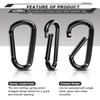 AUTMATCH Carabiner Clips, 3" Carbon Steel Spring Snap Hook Caribeener Clips Buckle Pack Grade Heavy Duty Carabiners Quick Link for Camping, Fishing, Hiking, Traveling, Platy Black, 4 Pack view 2