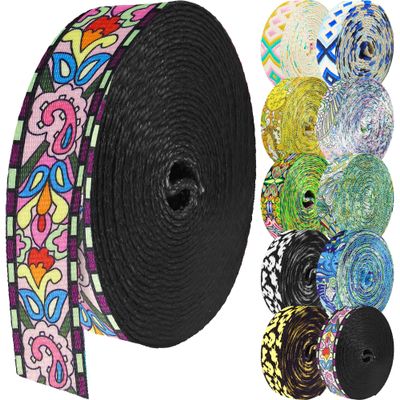 Grosun 1.5 inch Patterned Nylon Webbing Belt Webbing Straps Purse Straps Backpack Straps Nylon Belt for Seatbelt, Bags, Luggage (S, 10 Yards)