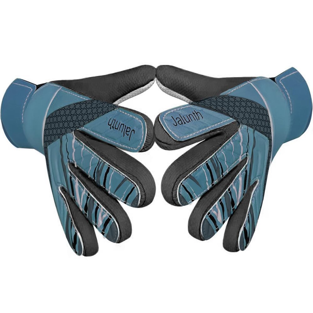 Jalunth Soccer Goalkeeper Goalie Gloves Kids Youth Goal Keeper Field Player Glove Boys Girls Ages 7-8 Years Old Anti-Slip Latex Palm Soft Pu Hand Back Gray Black Size 6