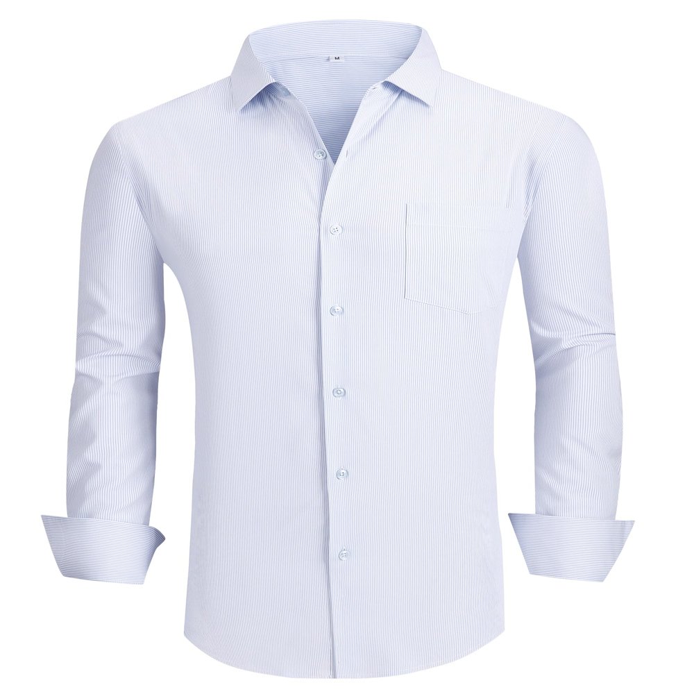 Alex Vando Mens Rayon Dress Shirts Wrinkle Free Regular Fit Stretch Button Down Shirt,Blue/White,M
