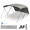 TeBaisea 3 Bow Bimini Tops for Boats, Boat Sun Shade Boat Canopy UV-Proof 800D High-Tech Polyester Fiber with Support Poles and Front/Rear Side Sunshade Cloth, 67-72" W, (Gray) view 1