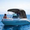 TeBaisea 3 Bow Bimini Tops for Boats, Boat Sun Shade Boat Canopy UV-Proof 800D High-Tech Polyester Fiber with Support Poles and Front/Rear Side Sunshade Cloth, 67-72" W, (Gray) view 2