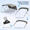 TeBaisea 3 Bow Bimini Tops for Boats, Boat Sun Shade Boat Canopy UV-Proof 800D High-Tech Polyester Fiber with Support Poles and Front/Rear Side Sunshade Cloth, 67-72" W, (Gray) view 4