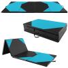 Goplus Folding Gymnastics Mat, 10 x 4 x 2 Thick Tumbling Mats with PU Leather, Hook & Loop Fasteners, Portable Handles, 4-Panel Exercise Mat for Home Gym Workouts, Yoga (Black+Blue) view 1
