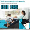 Goplus Folding Gymnastics Mat, 10 x 4 x 2 Thick Tumbling Mats with PU Leather, Hook & Loop Fasteners, Portable Handles, 4-Panel Exercise Mat for Home Gym Workouts, Yoga (Black+Blue) view 4