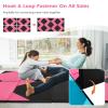Goplus Folding Gymnastics Mat, 10 x 4 x 2 Thick Tumbling Mats with PU Leather, Hook & Loop Fasteners, Portable Handles, 4-Panel Exercise Mat for Home Gym Workouts, Yoga (Black+Rose) view 4
