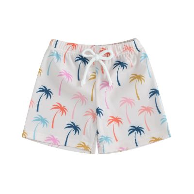 Toddler Baby Boy Girl Swimsuit Infant Swim Trunks Beachwear Kids Bathing Suit Elastic Waist Swimming Shorts Swimwear (Colorful Tree, 3-4 Years)