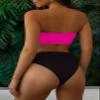 Pink Queen Bikini Sets for Women 2 Piece Bandeau Strapless Swimsuits Ribbed Sexy High Waisted Bathing Suits Pink Black L view 4