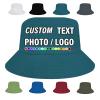 Custom Bucket Hats Design Your Own Photo Text Fisherman Cap Personalized Personalized Sun Hat for Men Women, Blue Green view 1