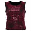 Lars Amadeus Sequin Tank Top for Men's Valentine's Day Shiny Nightclub Party Metallic Sleeveless T-Shirts Large Red view 3