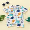Baby Boys Girls Short Sleeve Shark Swimsuit Rash Guard One Piece Toddler Bathing Suit Swimwear Sunsuit (Blue Dinosaur, 2-3 Years) view 2