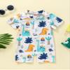 Baby Boys Girls Short Sleeve Shark Swimsuit Rash Guard One Piece Toddler Bathing Suit Swimwear Sunsuit (Blue Dinosaur, 2-3 Years) view 3