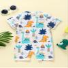 Baby Boys Girls Short Sleeve Shark Swimsuit Rash Guard One Piece Toddler Bathing Suit Swimwear Sunsuit (Blue Dinosaur, 2-3 Years) view 4