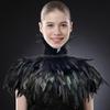 SEADEAR Gothic Feather Shrug Cape, Feather Collar Shawl Black Feather Cape Poncho for Women Halloween Capes Shawls Cosplay view 3