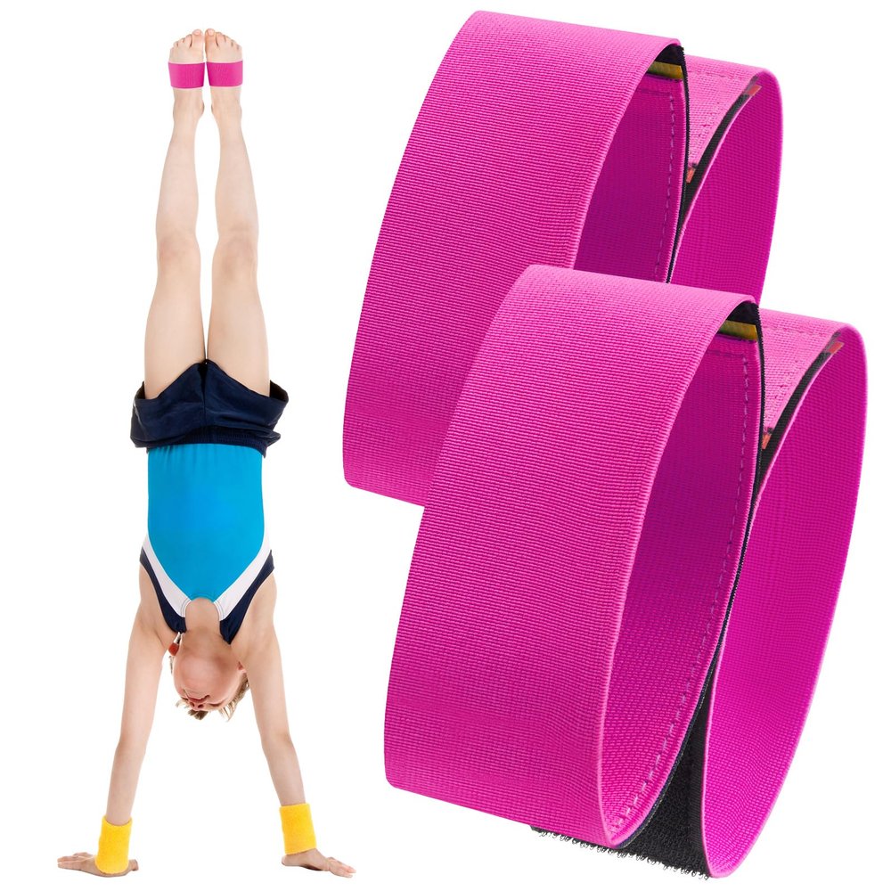 Shappy 2 Pairs Gymnastics Sticky Toes, Ankle Straps Kit  Tumbling Equipment, Cheer Coach Essentials, Back Handspring Helper for Stunt Coach, Help Training Back Flip Tuck(Pink)