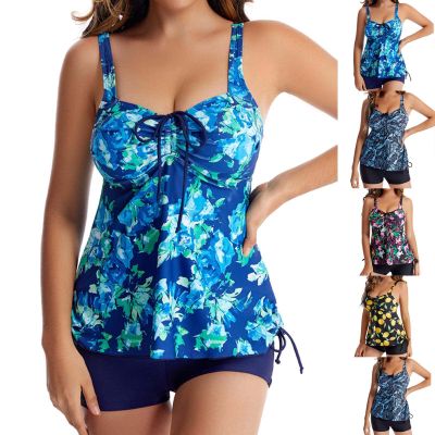 Swimsuits for Older Women Tummy Contr01 2 Piece Swimdress with Boyshorts Plus Size High Waist Training Bathing Suit