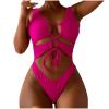 asntrgd Red Swimsuit Women Sexy Lace Up One Piece Lap Swimwear High Cut Bodysuit Bathing Suits Sports Athletic Swimming Suit view 1