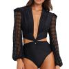asntrgd Swimsuit Womens V Neck One Piece Lap Swimming Swimwear Sports Bodysuit Crochet Long Sleeve Athletic Bathing Suits view 1